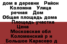 дом в деревни › Район ­ Коломна › Улица ­ речная › Дом ­ 5 › Общая площадь дома ­ 100 › Площадь участка ­ 14 › Цена ­ 5 500 000 - Московская обл., Коломенский р-н, Большое Карасево д. Недвижимость » Дома, коттеджи, дачи продажа   